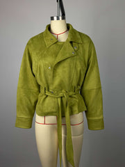 Belted Stand Collar Cropped Trench Jacket