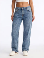 Vintage Wash Relaxed Straight Leg Jeans