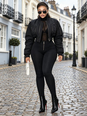 Diamond Quilted Cropped Zip Jacket