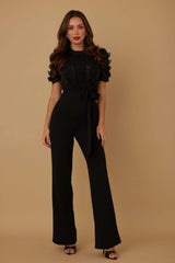 Women's Lace Trim Wide Leg Jumpsuit