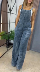 Pocket Wide Leg Denim Jumpsuit