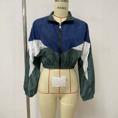 Color Block Cropped Drawstring Top