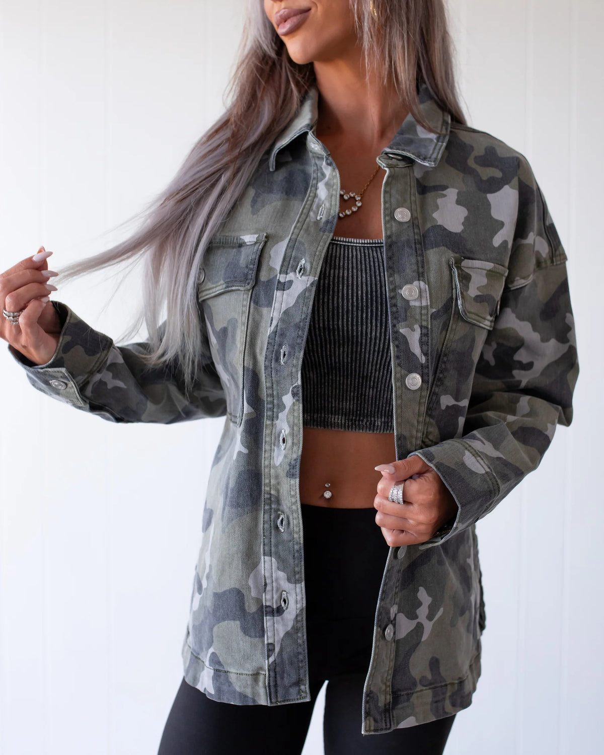 Camouflage Print Relaxed Jacket