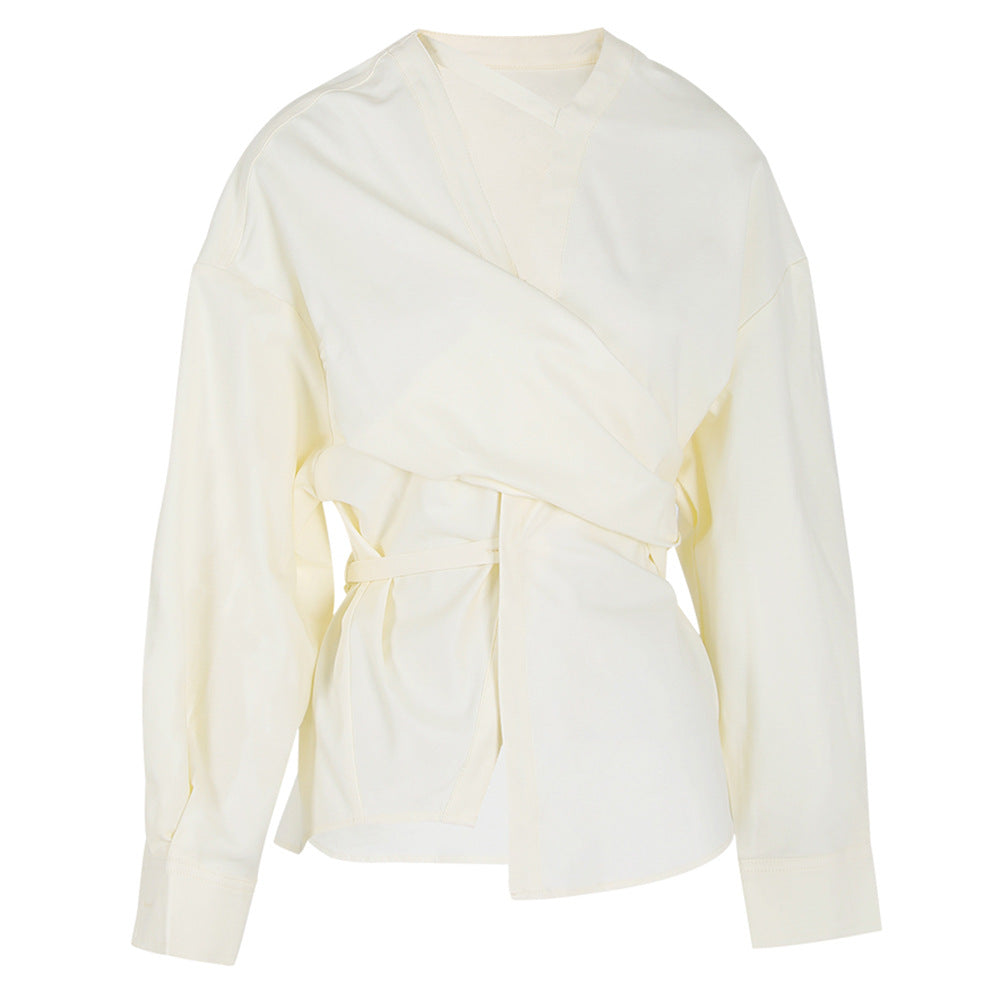 Asymmetric Cinched Waist Blouse