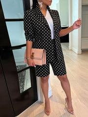 Polka Dot Blazer and Shorts Set