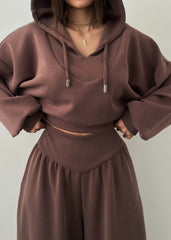 Cropped V Neck Hoodie and V Waist Pants Set