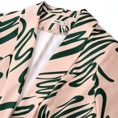 Women's Printed Blazer and Straight Leg Pants Set