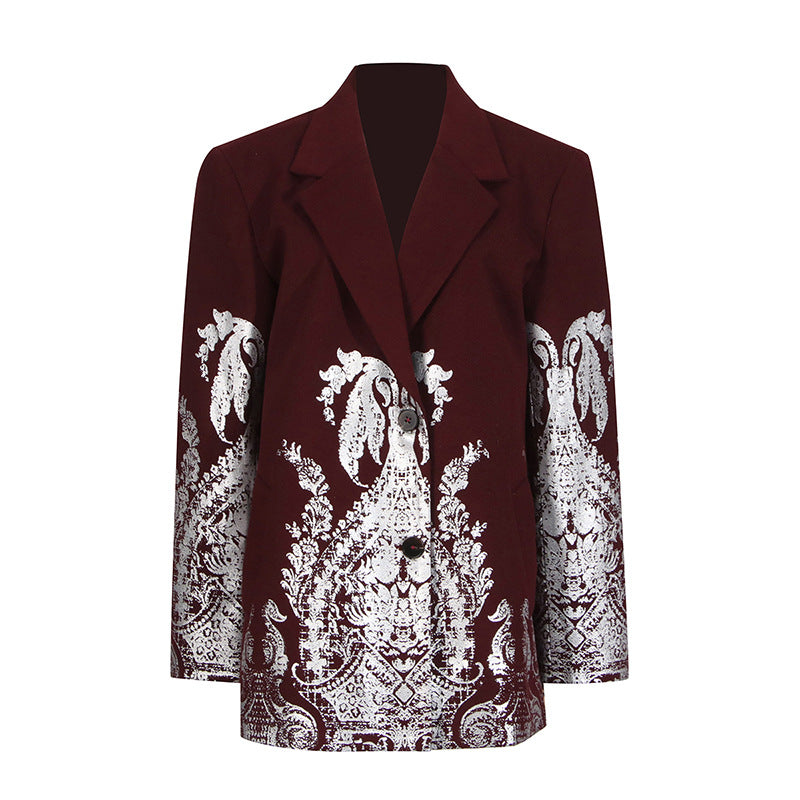 Fashion Metallic Print Single-breasted Blazer