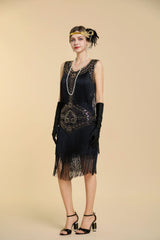 Plus Size Sequin Fringe Tank Flapper Dress