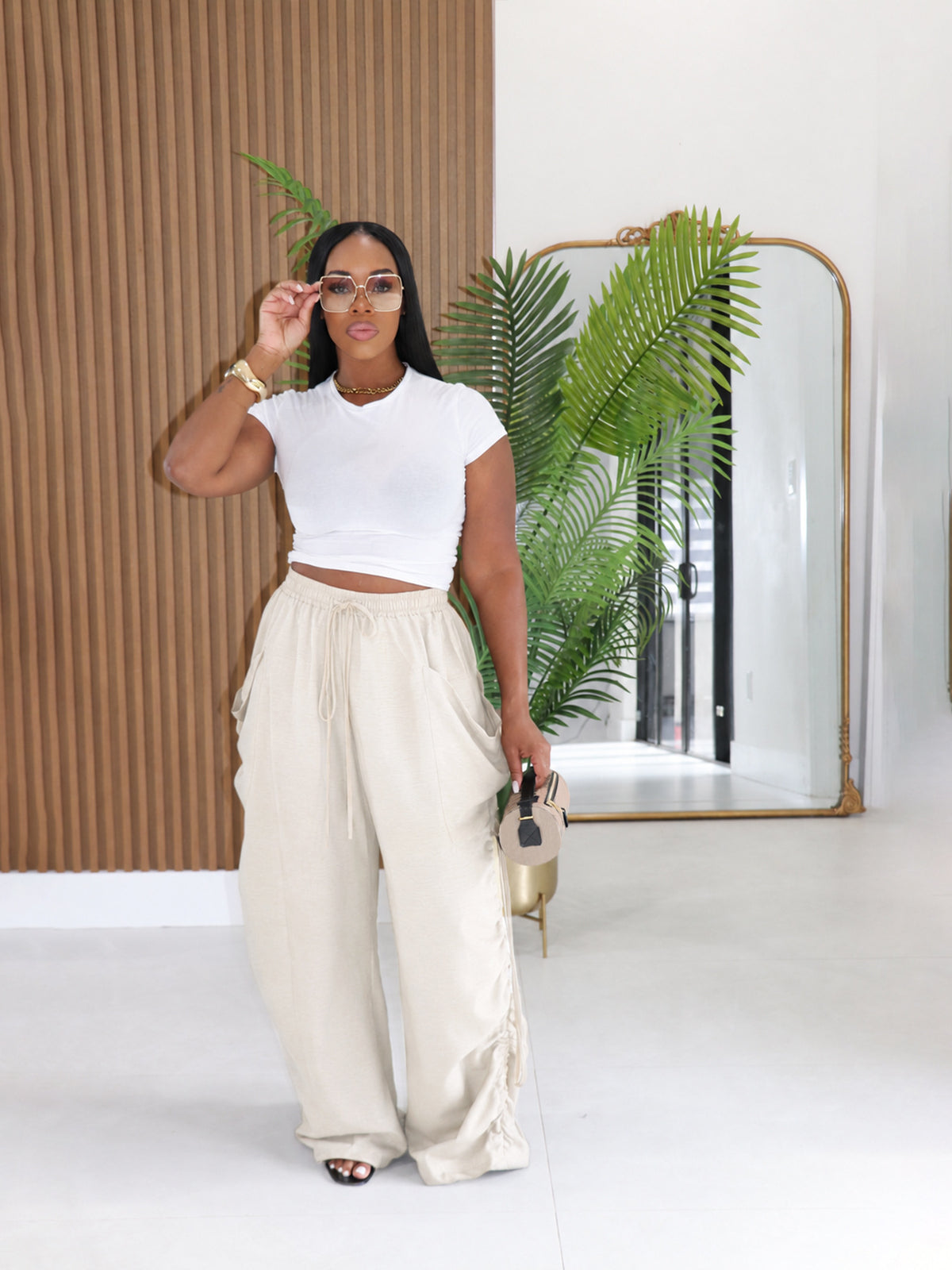 High Waist Drawstring Harem Pants