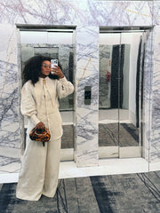 Balloon Sleeve Shirt and Pants Set