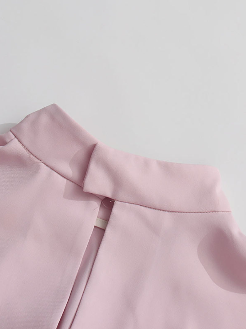 Elegant Solid Crop Top Ruffles Skirts  Set