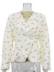 Fashion V Neck Floral Print Blazer