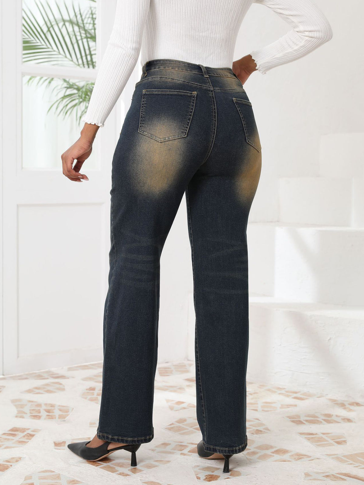 Vintage High Waist Straight Leg Jeans