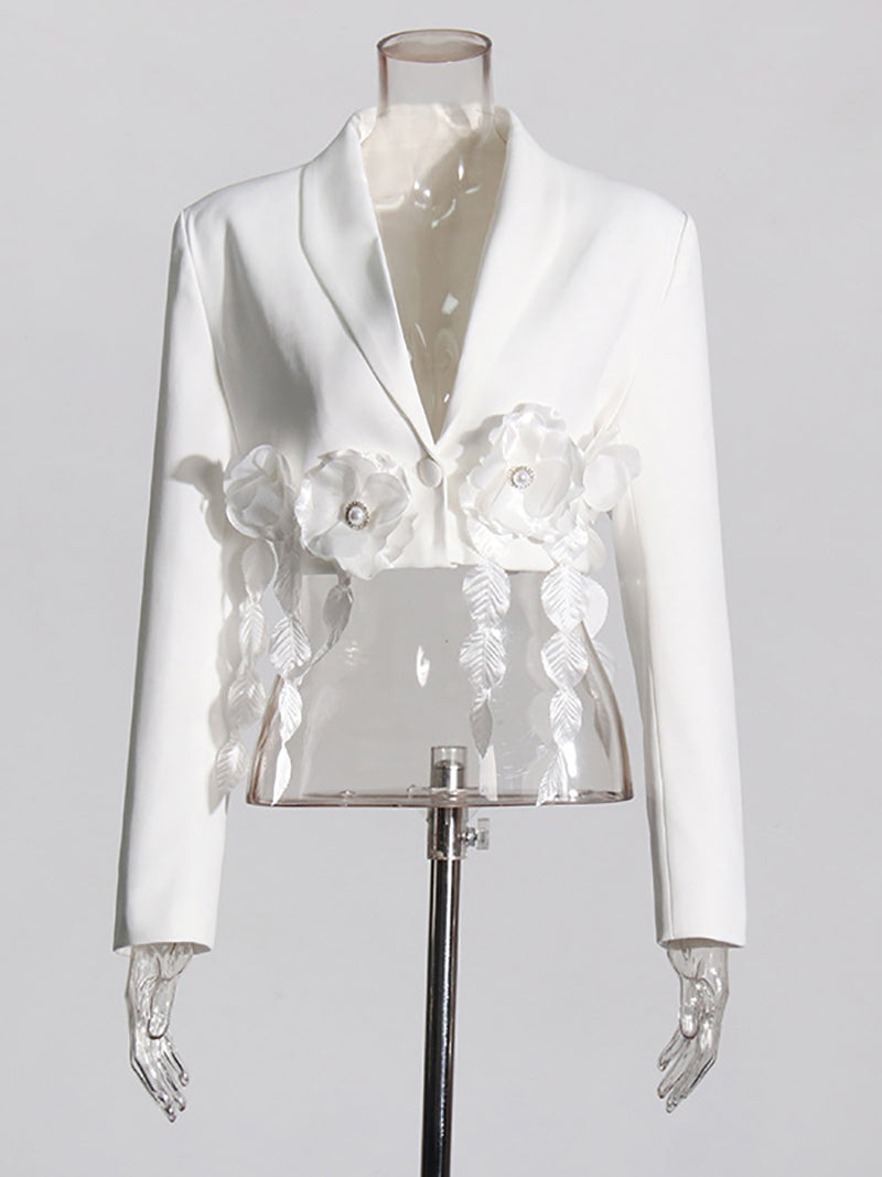 Fashion Cropped Patchwork Flower Blazer