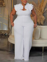 Plus Size Ruffles Suspenders Sleeveless Jumpsuit