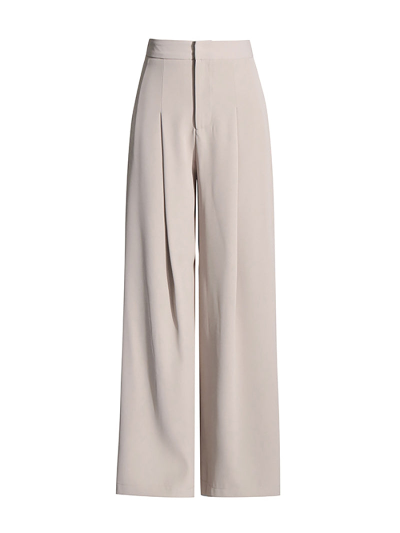 Elegant V Neck Blazer Elastic Waist Wide Leg Pants SuitSets