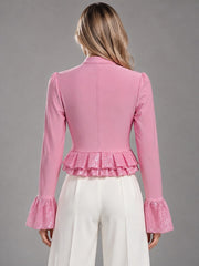 Sequin Panel Flare Sleeve Cropped Jacket-boutique
