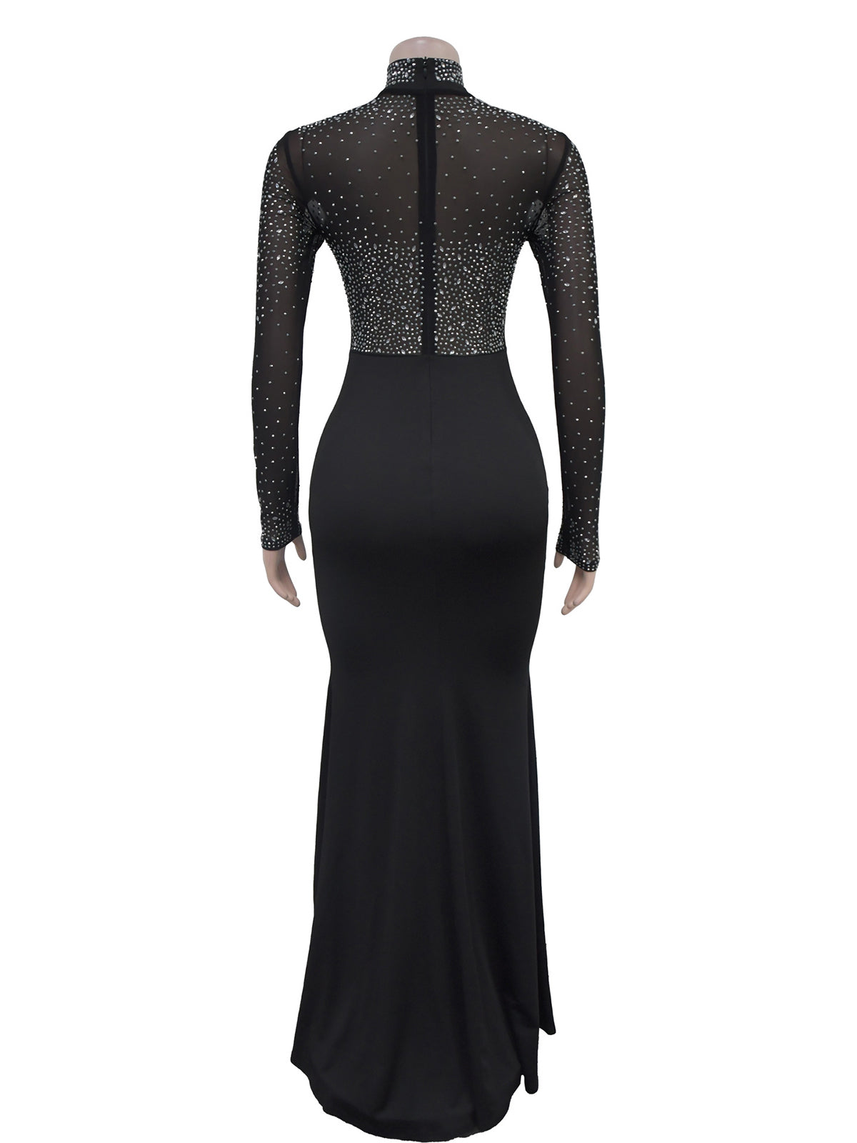 Sexy High Neck Slit Rhinestone Dress