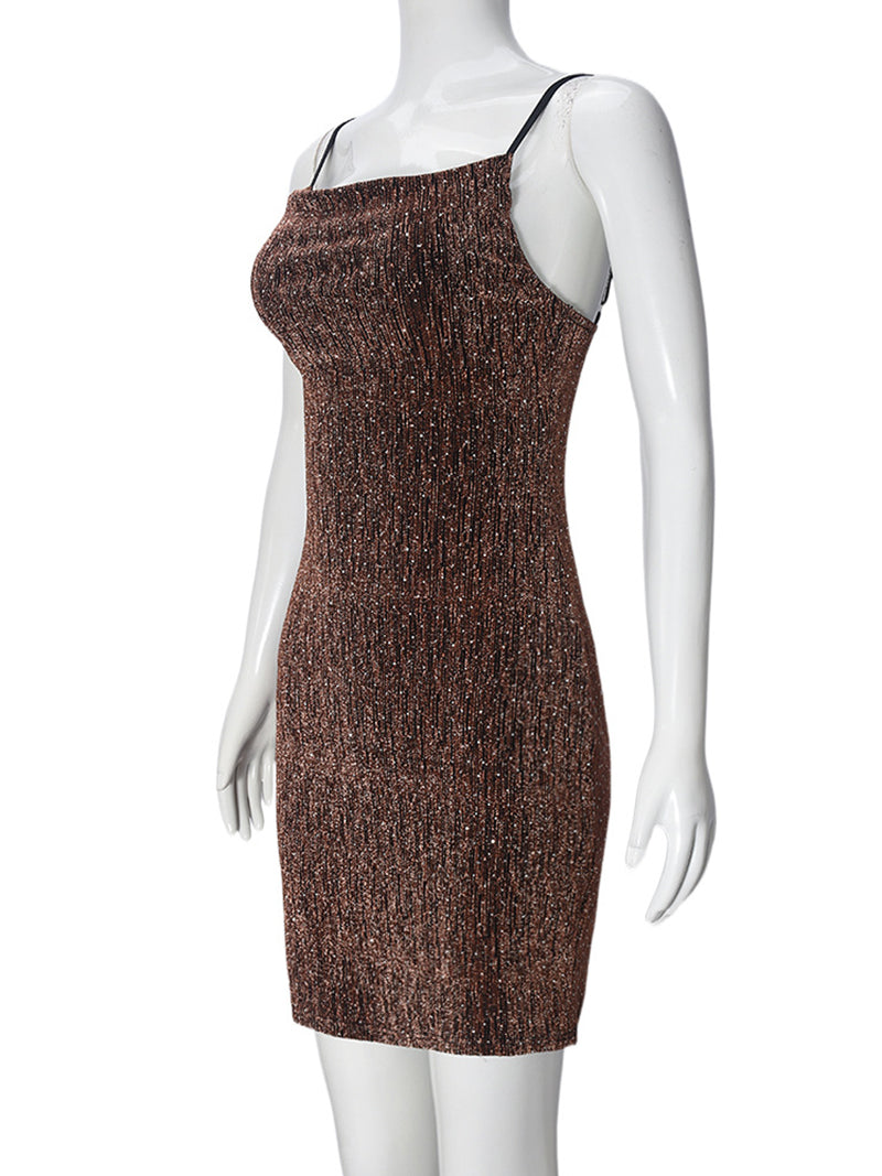 Sexy Spaghetti Strap Backless Bodycon Mini Dress