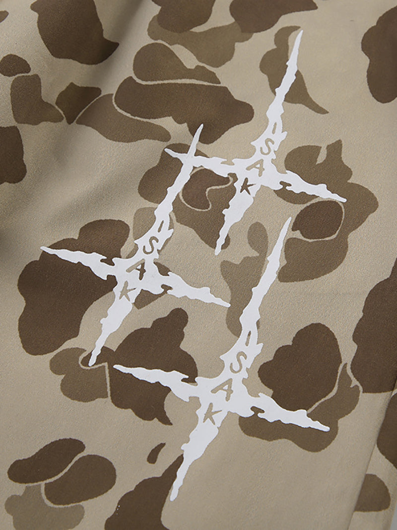 Casual Camo Print Drawstring Baggy Straight Pants