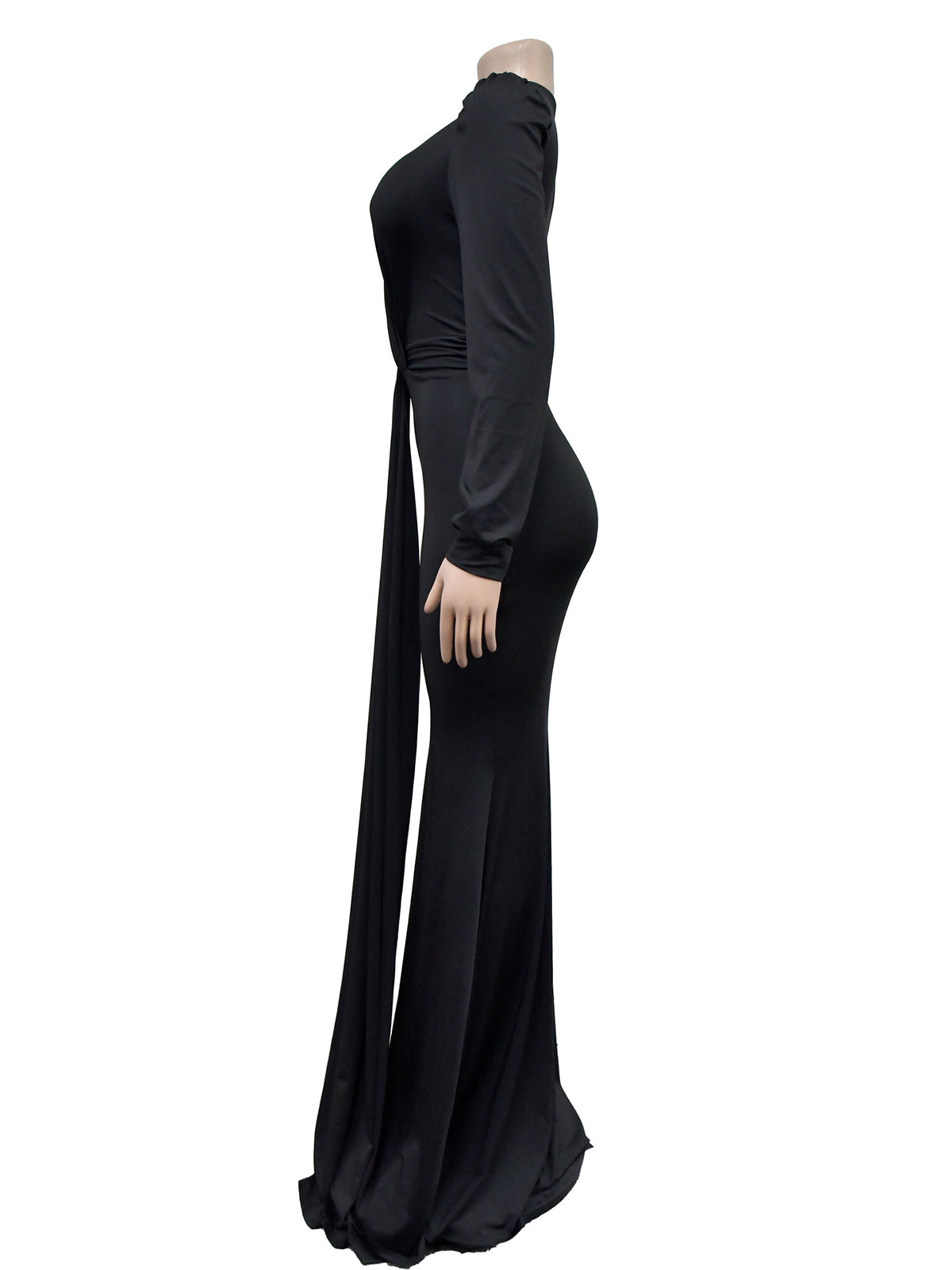 Solid Color Deep V Slim Maxi Dress