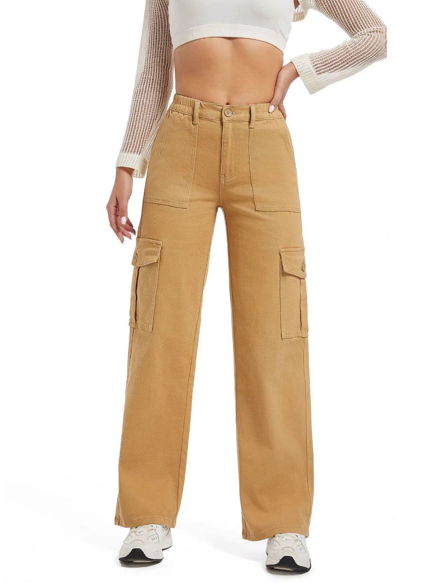 Twill Mid Rise Straight Cargo Pant Jeans