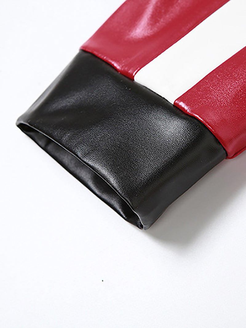 Fashion PU Leather Cropped Jacket Coat