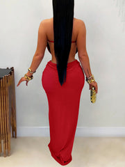 Sexy Backless Lace-up Hollow Out Slim Strapless Dress