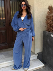 Cropped Zip Jacket and Relaxed Pants Set