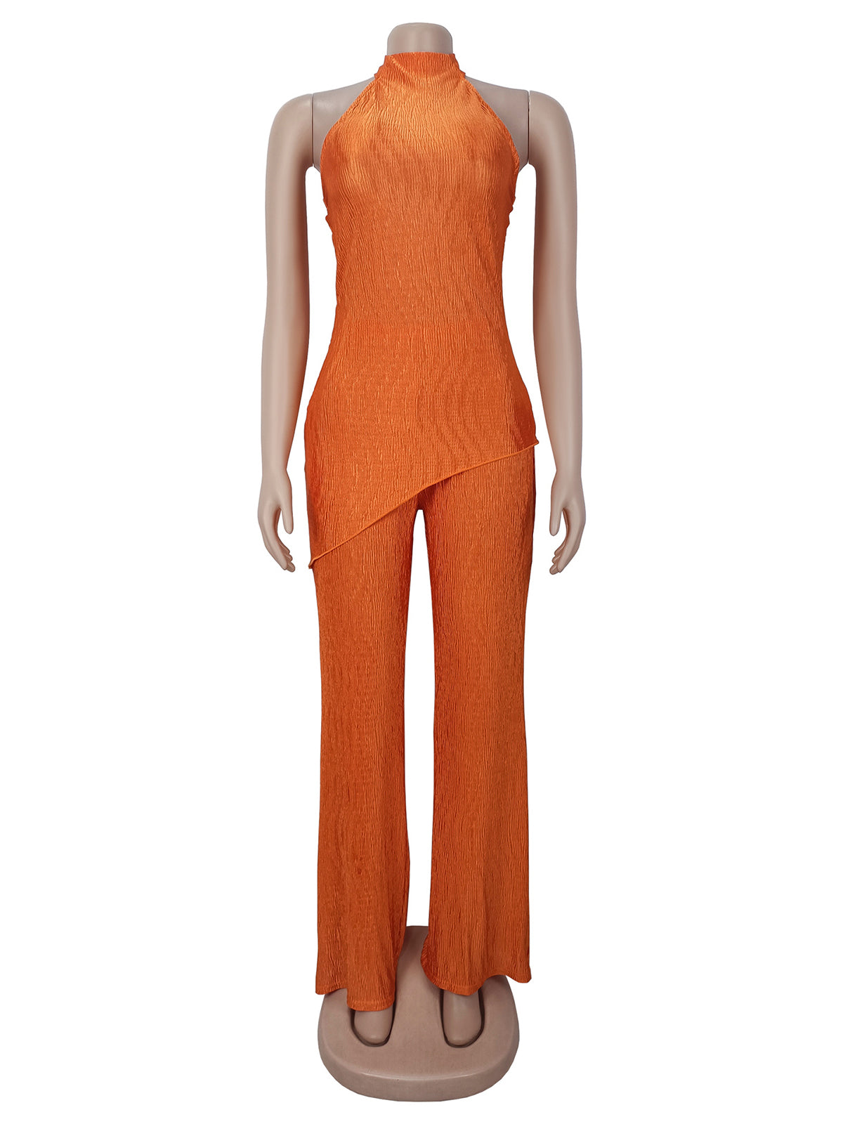 Sexy Halter Asymmetry Top Wide Leg Pant Sets