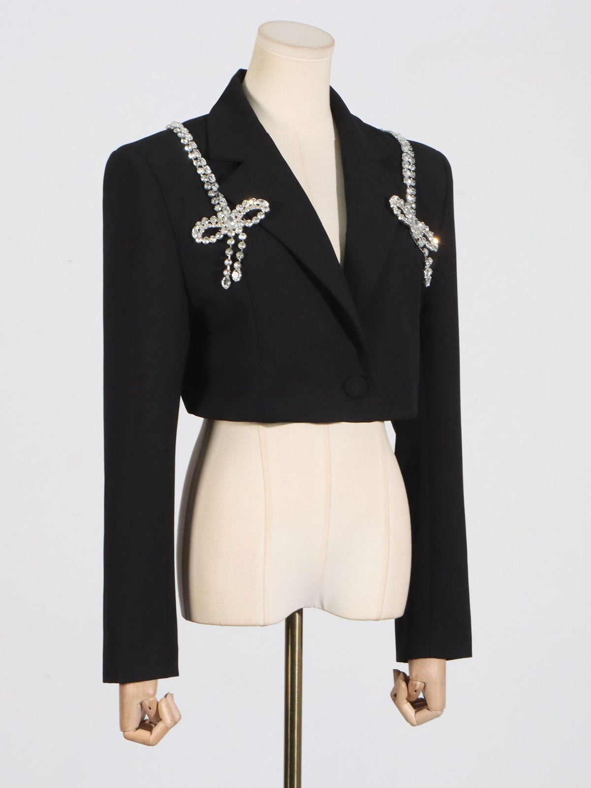 Fashion Diamond Patchwork Cropped Blazer