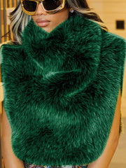 High Neck Shaggy Plush Sleeveless Top