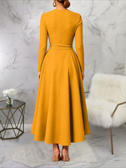 Women's Tie Waist Split Hem Maxi Dress