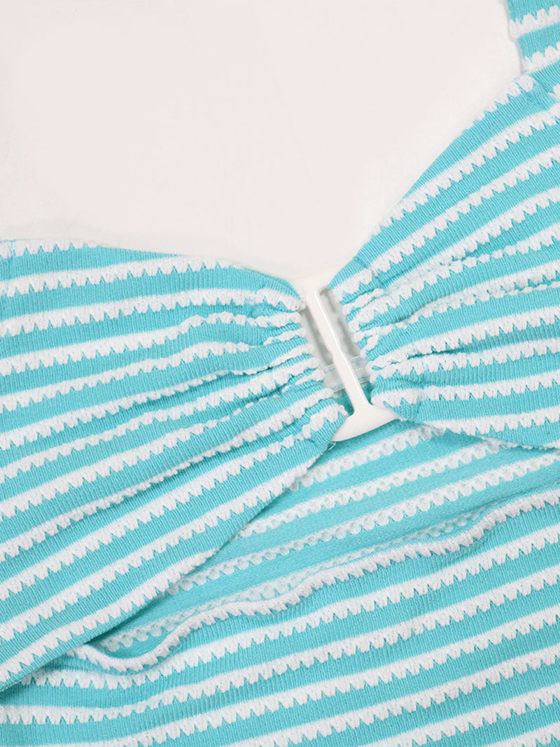 Casual Halter Cut Out Stripe Sleeveless Pants Sets