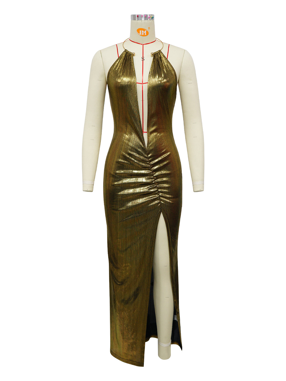 Sexy Deep V-neck High Slit Backless Party Dress