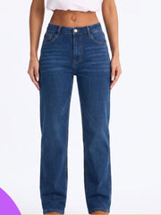 High Waist Relaxed Wide Leg Blue Jeans