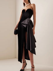 Asymmetrical Strapless Evening Dress-boutique