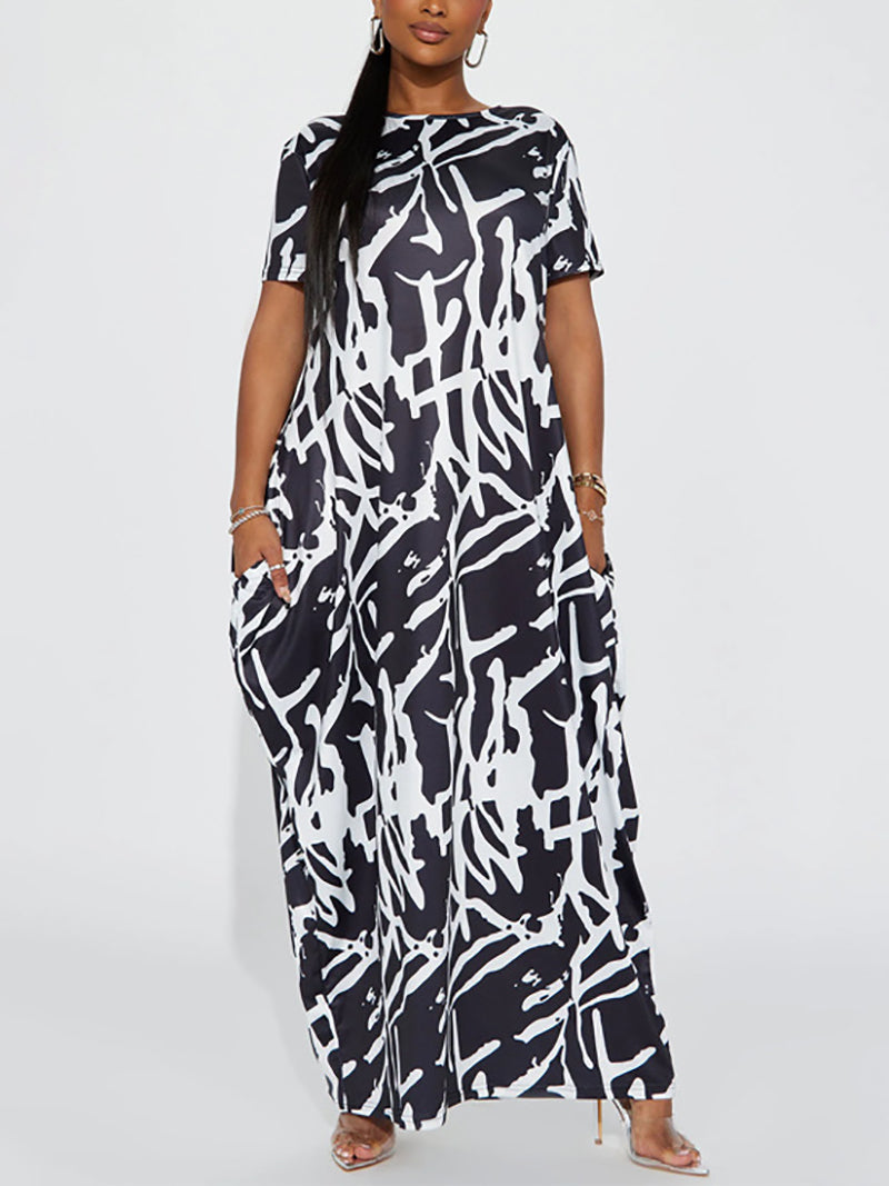 Fashion Plus Size Print Loose Dress