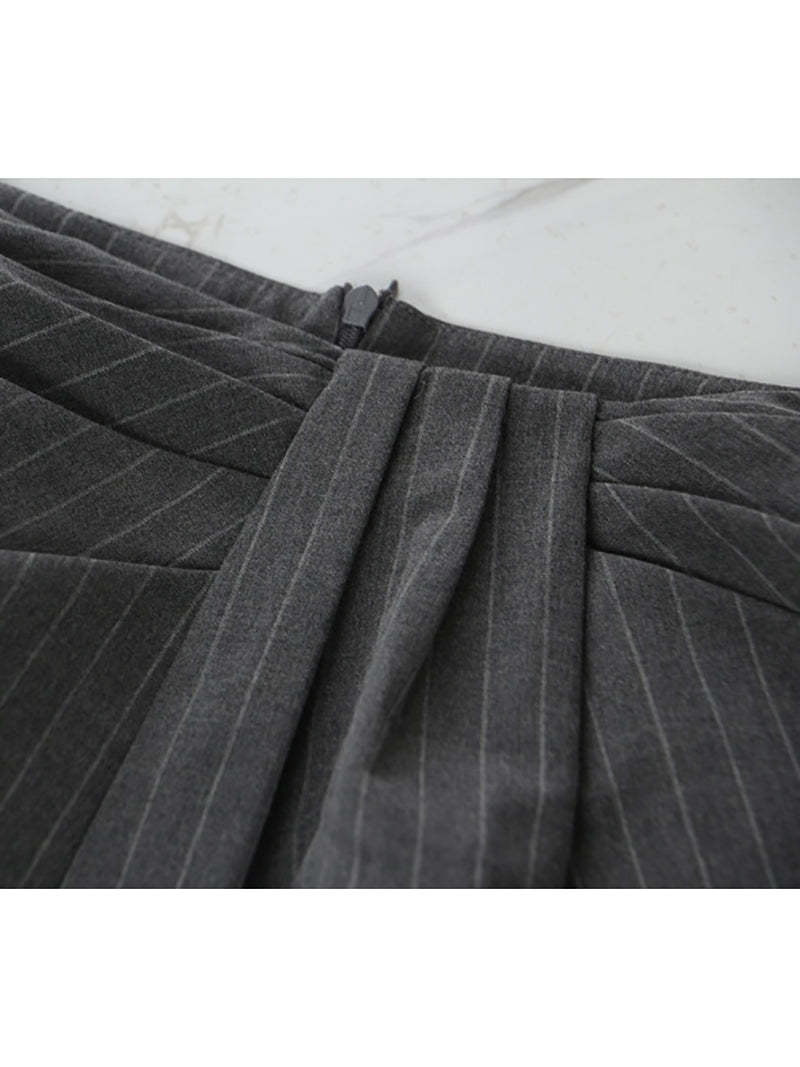 Striped Ruched Split Lace Wide Leg Layered Pants Sets