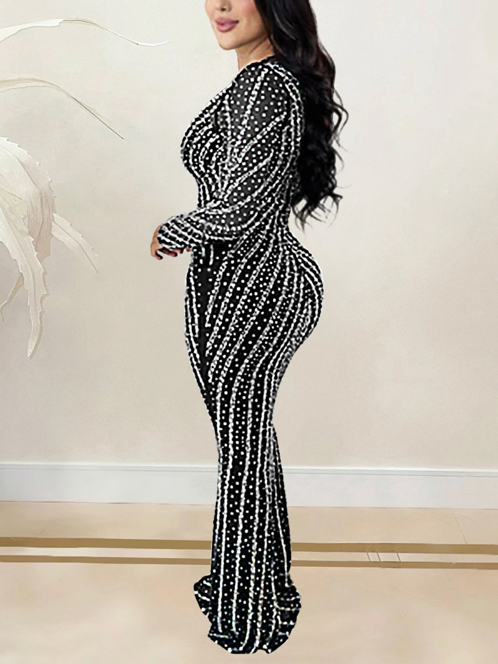 Fashion Rhinestone Slim Fit Party Club Gown Dress