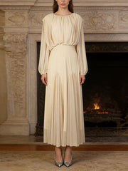 Elegant Ruched High Waist Evening Dress