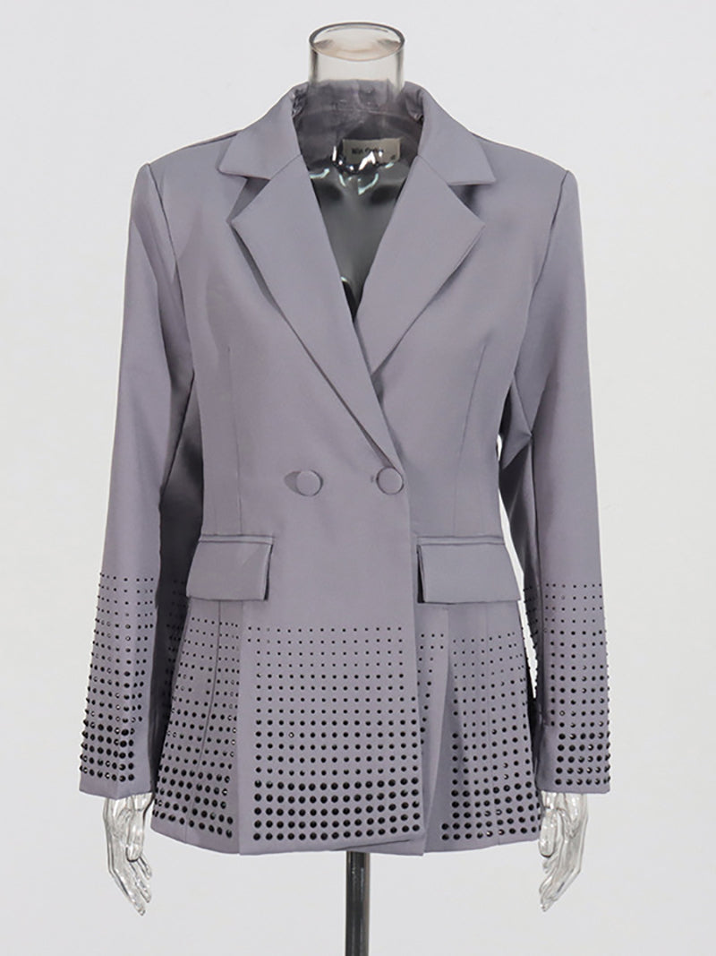Fashion Rhinestone Split Hem Blazer