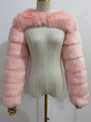 Fluffy Faux Fur Warm Shawl Jacket Coat