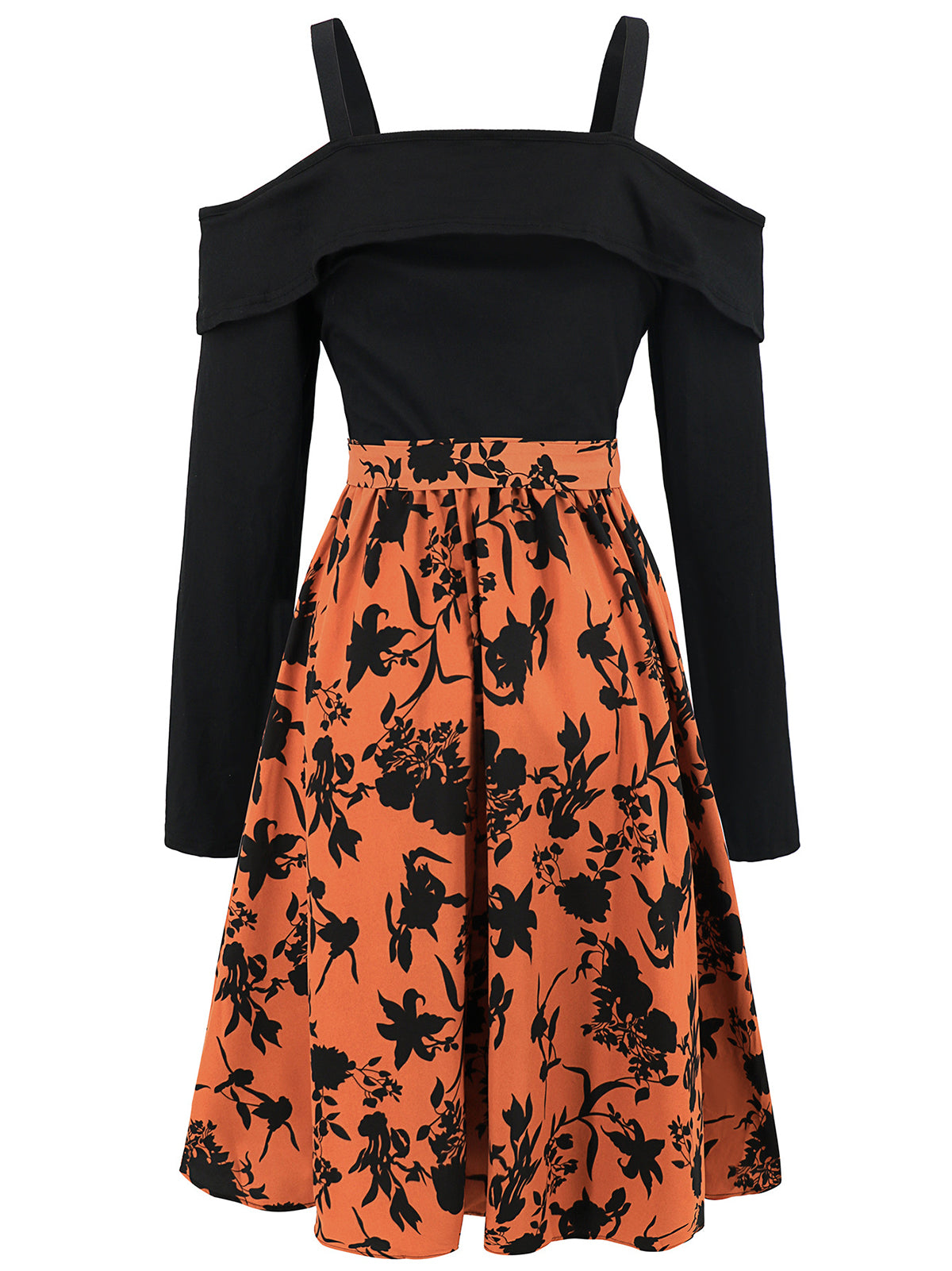 Casual Off Shoulder Floral Print Midi Dress