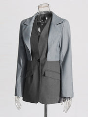 Fashion Lapel Color Contrast Slim Casual Blazer