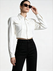 Slim Fit Cropped Denim Jacket