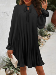 Casual Long Sleeve Solid Elegant Pleated Loose Dress