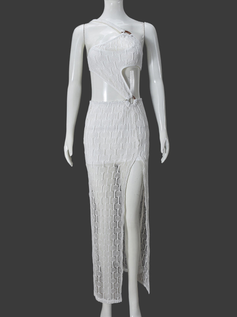 Sexy Irregular Hollow out See-through High Slit Dress