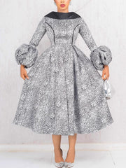 Snakeskin Print Patchwork Cinched Waist A-Line Dress
